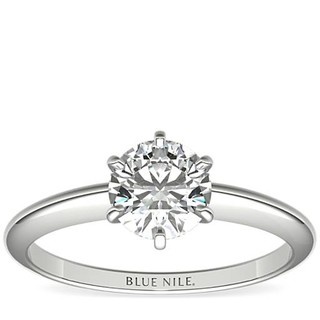 Blue Nile 0.75克拉圆形切割钻石+经典六爪单石戒托