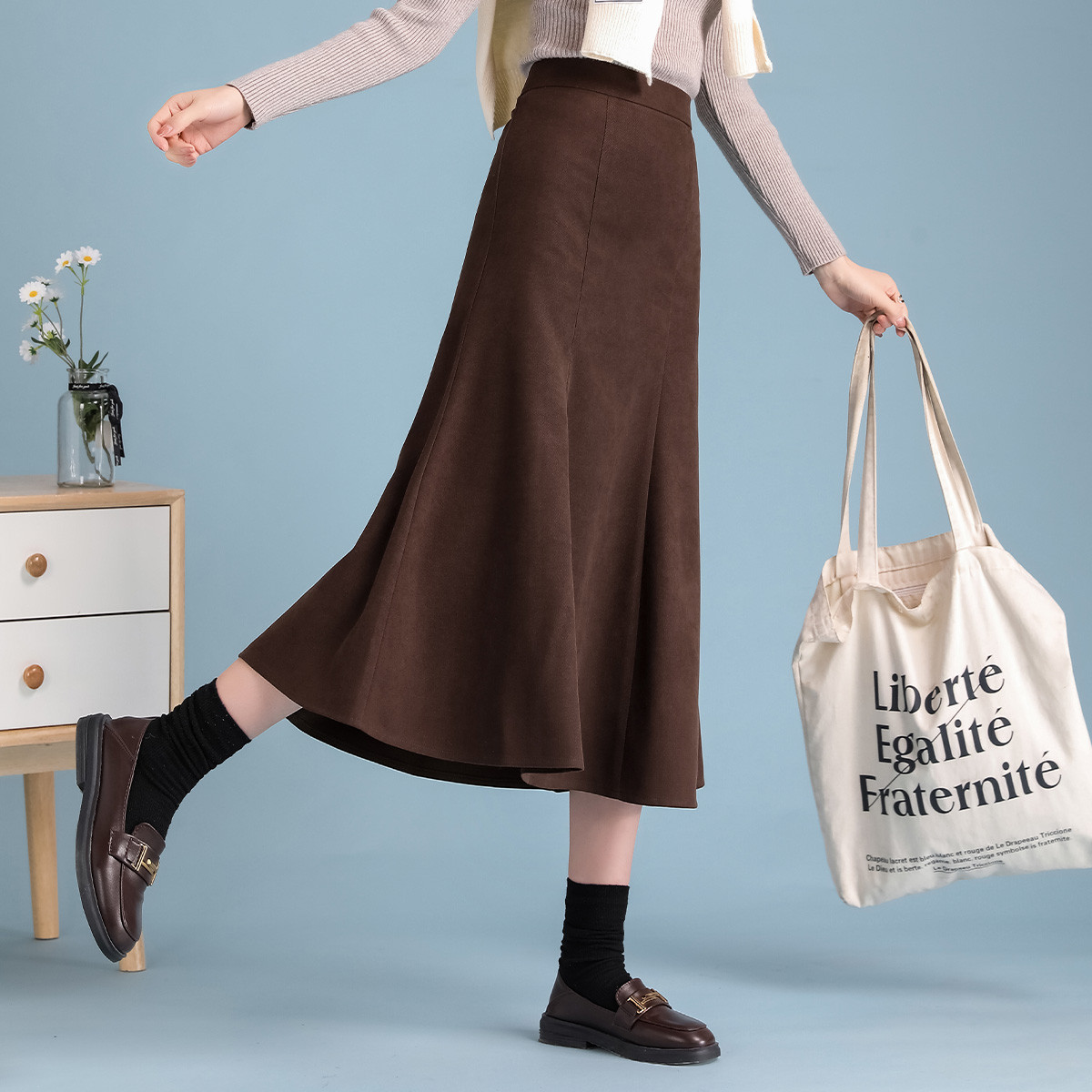 La Chapelle 拉夏贝尔 23049-04HD 女式纯色半身裙