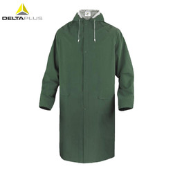 DELTAPLUS 代尔塔 407005 双面PVC涂层涤纶风衣版连体雨衣 绿色 L 1件 企业专享