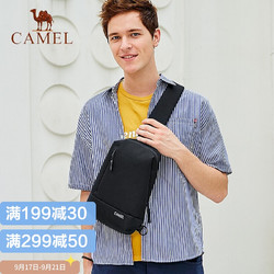 CAMEL 骆驼 胸包男潮牌韩版休闲运动大容量单肩包年轻人时尚胸前斜挎背包 T9W3DL1115 黑色