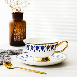 NOSIN 诺轩 ins创意情侣陶瓷咖啡杯碟套装花茶杯子金边茶杯家用下午茶带勺子
