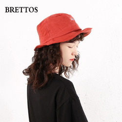 BRETTOS原创设计渔夫帽遮阳女防紫外线逛街文艺日系百搭刺绣帽子