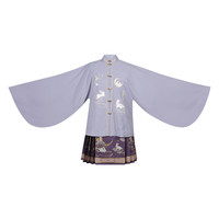 池夏 汉元素 花与酒:兔兔星 女士对襟补服百迭短裙 S1740 紫色 M