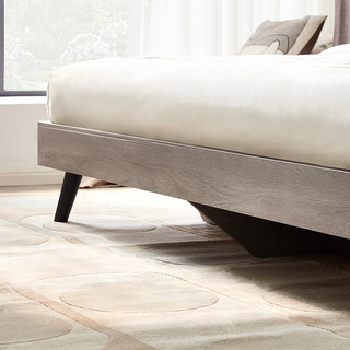QuanU 全友 106305C+105001 简约板式床+弹簧床垫+床头柜*2 1.8m床
