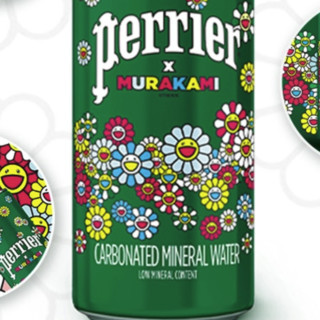 perrier 巴黎水 村上隆限量装 充气天然矿泉水 原味 330ml*24罐