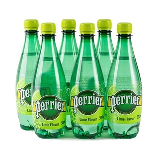 perrier 巴黎水 充气天然矿泉水 青柠味 500ml*6瓶