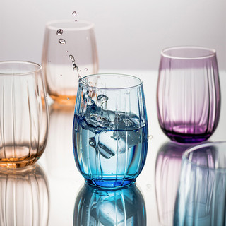 帕莎帕琦玻璃杯家用冷水杯创意彩色透明可爱杯子茶杯380ml便携  紫罗兰 2件