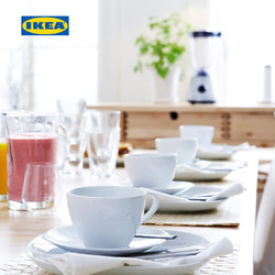 IKEA 宜家 VARDERA瓦德拉咖啡杯陶瓷杯带蝶子早餐杯马克杯水杯2件 白色咖啡杯碟20厘升*2