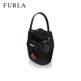 FURLA芙拉 FURLA CORONA S DRAWSTRING春夏小号水桶包送女友 黑色