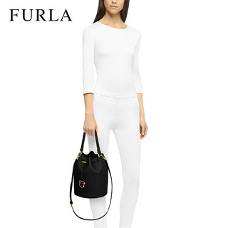 FURLA芙拉 FURLA CORONA S DRAWSTRING春夏小号水桶包送女友 黑色