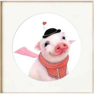 墨斗鱼艺术 杨燕 原创艺术签名版画《天使小猪1》直径35cm 数码版画 限量A/P版