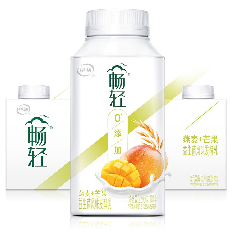 yili 伊利 畅轻低温酸奶 0添加生牛乳燕麦芒果风味发酵酸牛奶 250g*4