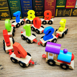 HENES 儿童木制拼装拖拉木质数字小火车滑行车 1-2岁宝宝早教益智力玩具