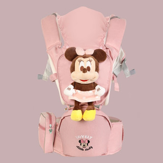Disney 迪士尼 婴儿背带前抱式前后两用抱娃神器宝宝坐多功能腰凳轻便四季 粉色米妮