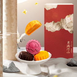 李子柒月饼_李子柒 月满河山月饼礼盒 3种口味 6只装 共360g多少钱