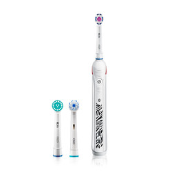 BRAUN 博朗 欧乐B（Oral-B）电动牙刷成人男士女士情侣生日礼物3D声波旋转式充电式正畸牙刷P4500 白色