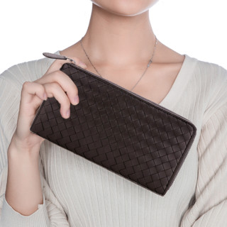 BOTTEGA VENETA 葆蝶家 女士羊皮长款钱包 338137V001N1000 黑色