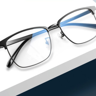 JingPro 镜邦 3062 黑银色TR合金眼镜框+1.60折射率 防蓝光镜片