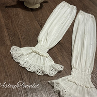 AsleepTownlet 暮眠小镇 lolita洛丽塔 猫咪咖啡厅 白色接袖