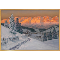 弘舍 阿洛伊斯·亚利格 风景山水油画《雪域之光》成品尺寸82x58cm 油画布 闪耀金