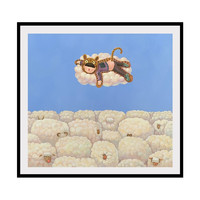 维格列艺术 戴大山油画 《放羊娃的春天》50x54cm 艺术品挂画