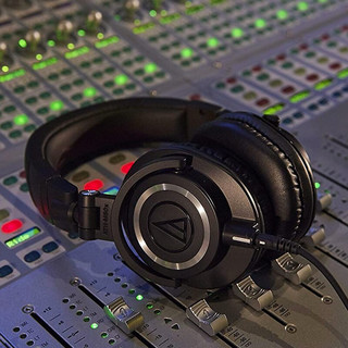 audio-technica 铁三角 ATH-M50X 耳罩式头戴式动圈有线耳机 黑色