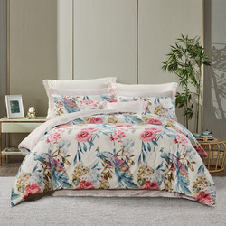 St.fiore 圣之花 富安娜家纺 圣之花床上四件套纯棉床上用品1.8米双人床单被套 松竹 1.8米(6英尺)床