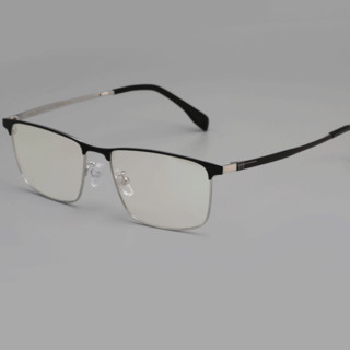 HAN 汉&essilor 依视路 HN42127 黑银色纯钛眼镜框+1.60折射率 防蓝光镜片