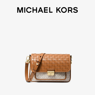 Michael Kors MK Bradshaw 中号老花拼色编织斜挎单肩包女包  白色 / 奶油色 132