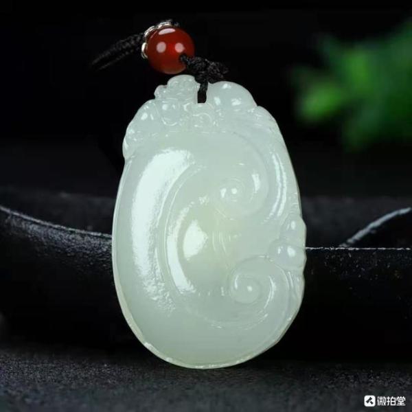 天然阿富汗青玉玉如意吊坠 寓意吉祥如意 健康平安
