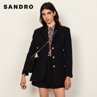 sandro2021秋冬新款女装质感单排扣镶边西装外套SFPVE00571