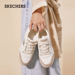 SKECHERS 斯凯奇 Skechers斯凯奇2021新款低帮女鞋时尚拼接休闲鞋小白鞋板鞋