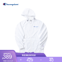 Champion 冠军2021年秋季外套男女春秋印花连帽情侣夹克 白色 M