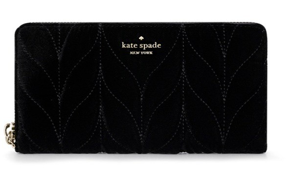 Kate Spade 凯特丝蓓 女士黑色绒布手拿钱包 WLRU5530 001