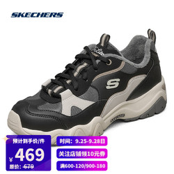 SKECHERS 斯凯奇 Skechers斯凯奇女鞋厚底老爹鞋加绒保暖舒适熊猫鞋子66666313 BKNT黑色/自然色 38