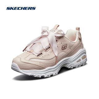 SKECHERS 斯凯奇 女鞋熊猫鞋 D'lites时尚蝴蝶结丝绸小白鞋老爹鞋 11976 浅粉色LTPK 36