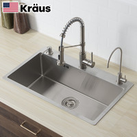 美国Kraus克劳思304不锈钢手工厨房单槽水槽台上式洗碗池CKHT100