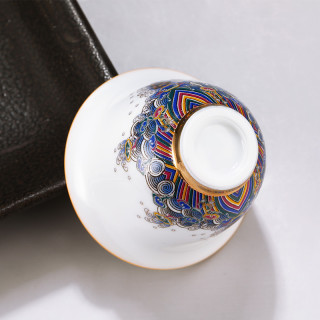 中国白银彩瓷足银99纯银主人杯功夫茶杯鎏银茶具单人品茗银茶具 报价价格评测怎么样 什么值得买