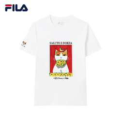 FILA 斐乐 x Pepe Shimada斐乐女士短袖T恤2021秋季新款猫咪圆领上衣