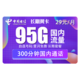 中国电信 长期翼卡（95G全国流量+300分钟）