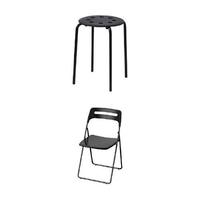 IKEA 宜家 黑色椅子+黑色折叠椅组合