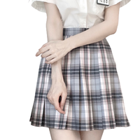春日制服部 雾樱女子 JK制服 女士格裙 灰粉色 42cm S