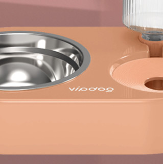 VIP DOG 顽皮狗 宠物喂食饮水器 不锈钢碗款 橘粉色 L