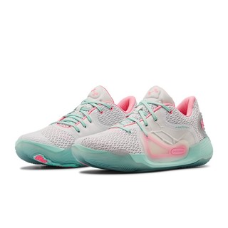 安德玛 Spawn 2 男子篮球鞋 3022626-104 白色/粉色/绿色 43