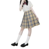 春日制服部 奶咕咚 JK制服 女士格裙 奶黄色 TR 42cm S