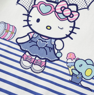 Hello Kitty 凯蒂猫 K161020 女童短袖T恤 宝蓝色 140cm