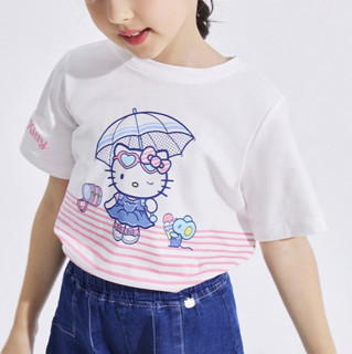 Hello Kitty 凯蒂猫 K161020 女童短袖T恤 暖粉色 120cm