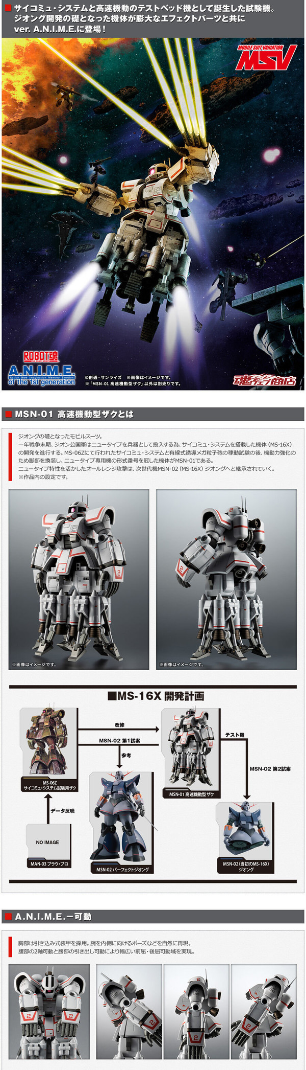 BANDAI 万代Robot魂MSN-01 高速机动型扎古Ver. A.N.I.M.E.多少钱-什么