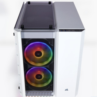 USCORSAIR 美商海盗船 CRYSTAL 280X RGB M-ATX机箱 半侧透 白色 含电源 1000W