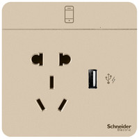 Schneider Electric 施耐德电气 AvatarOn绎尚系列 E8342610USB_WG_C1 2.1A五孔单USB插座 薄暮金